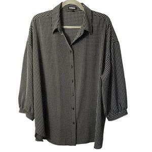 Express Black and White Checkered Oversized Relaxed Fit Button Down Shirt